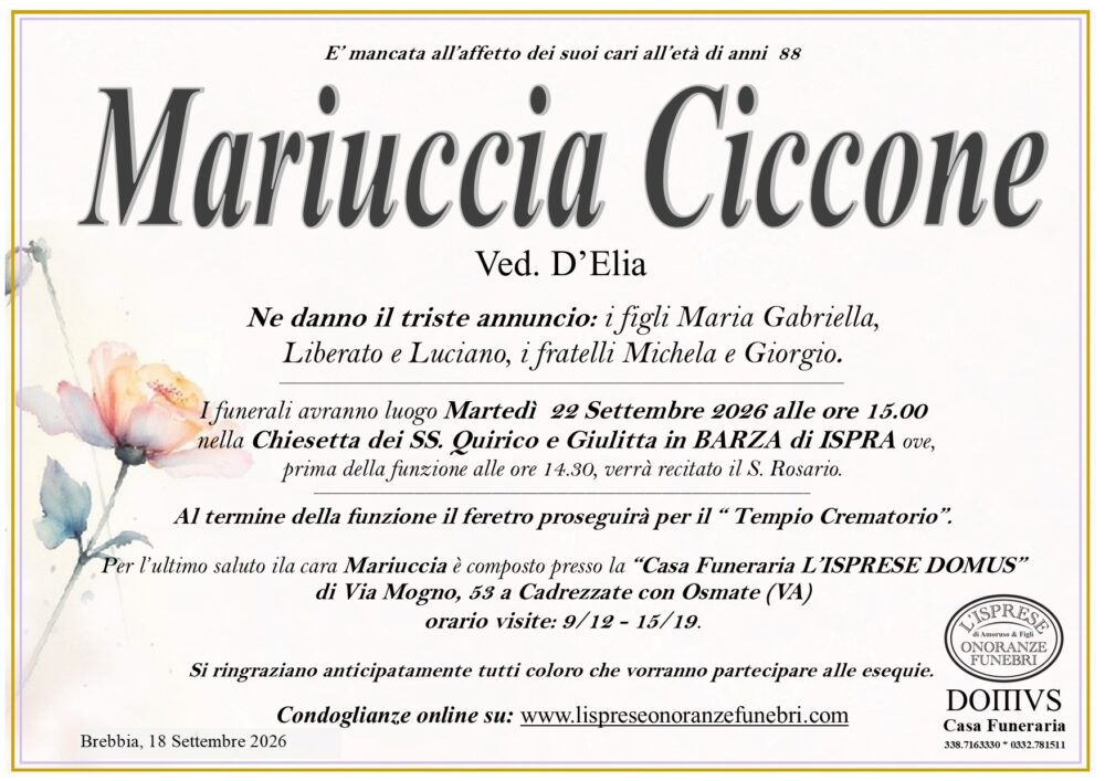 Epigrafe Mariuccia Ciccone